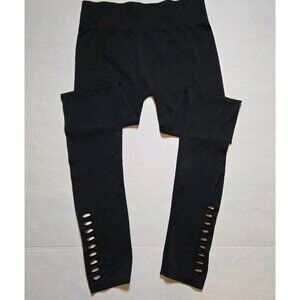 Eye Candy Leg Cutout Cropped Thin Sheer Leggings Extra Large Womens Black